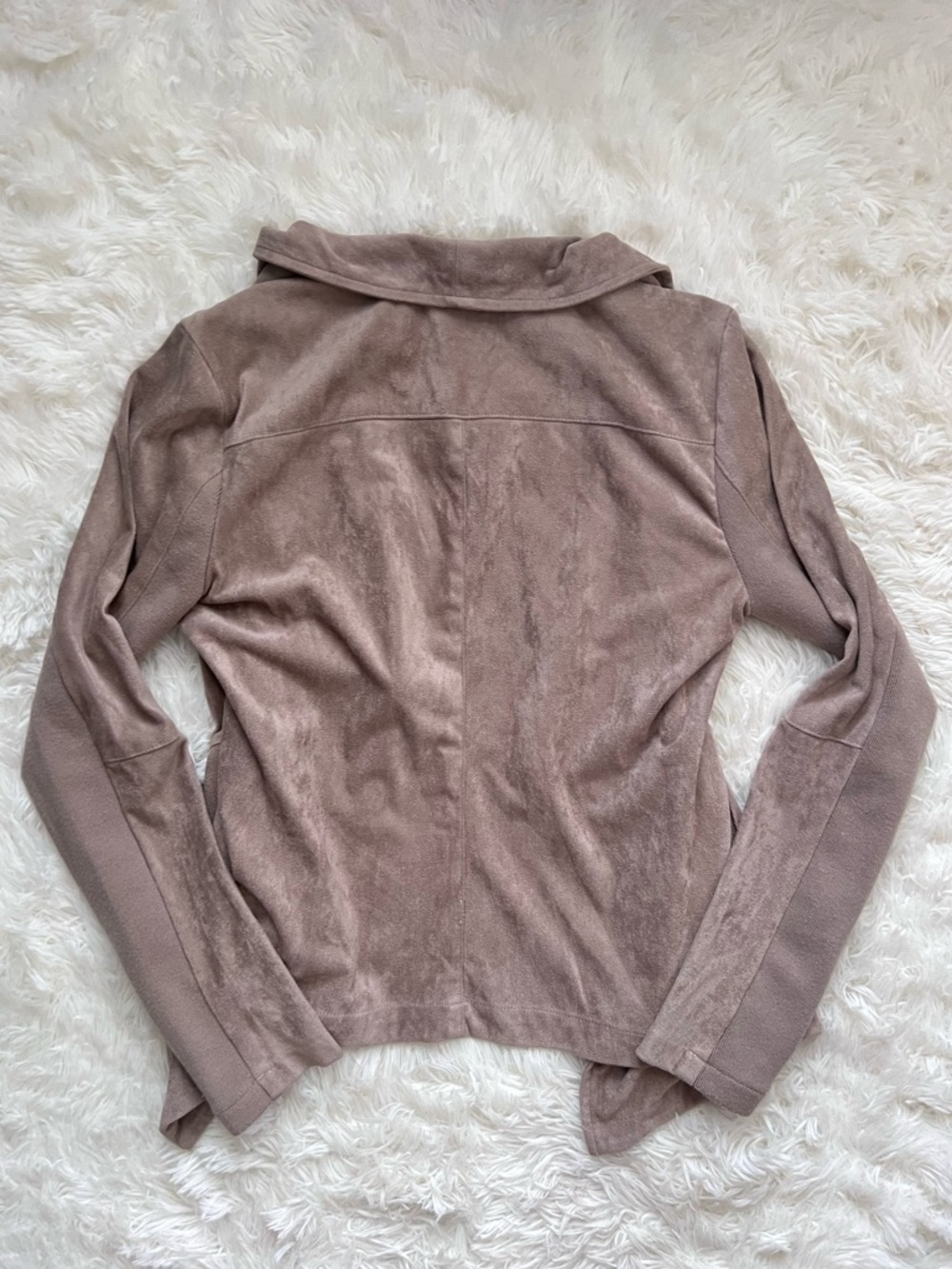 BB Dakota Faux Suede Open Cardigan Jacket in Stone - Picture 3 of 5